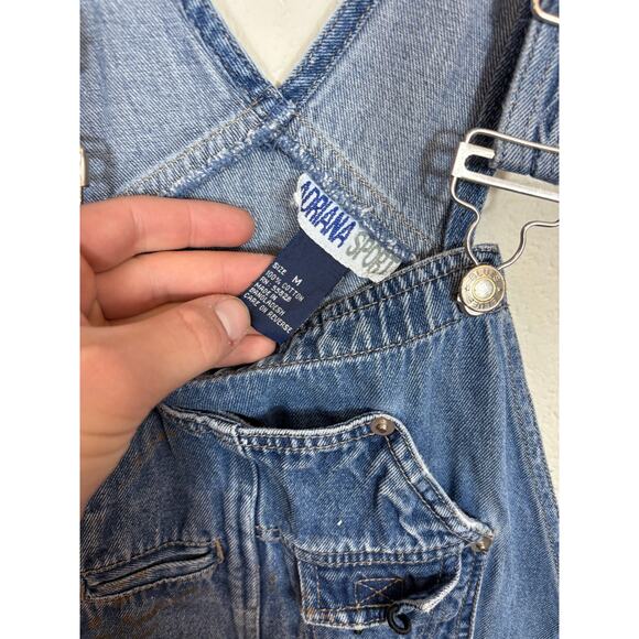 VINTAGE 90s Adriana Sport Overalls Womens Medium Blue Denim Painter Dungarees - Picture 6 of 6